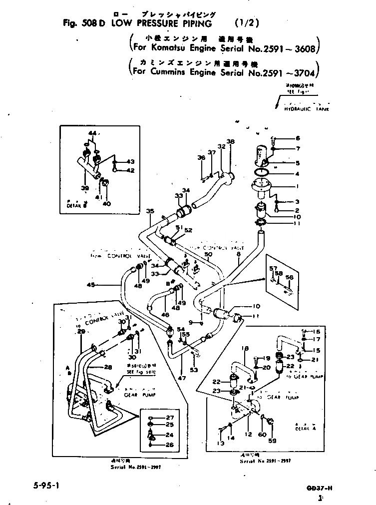Схема запчастей Komatsu GD37-5H - НИЗ. PRESSURE ТРУБЫ (/)(№9-8) РАБОЧЕЕ ОБОРУДОВАНИЕ И ITS СИСТЕМА УПРАВЛЕНИЯ