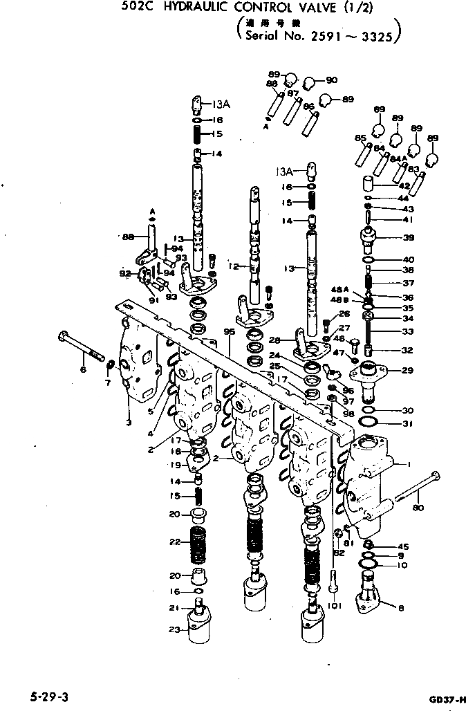 Схема запчастей Komatsu GD37-5H - ГИДРАВЛ УПРАВЛЯЮЩ. КЛАПАН (/)(№9-) РАБОЧЕЕ ОБОРУДОВАНИЕ И ITS СИСТЕМА УПРАВЛЕНИЯ