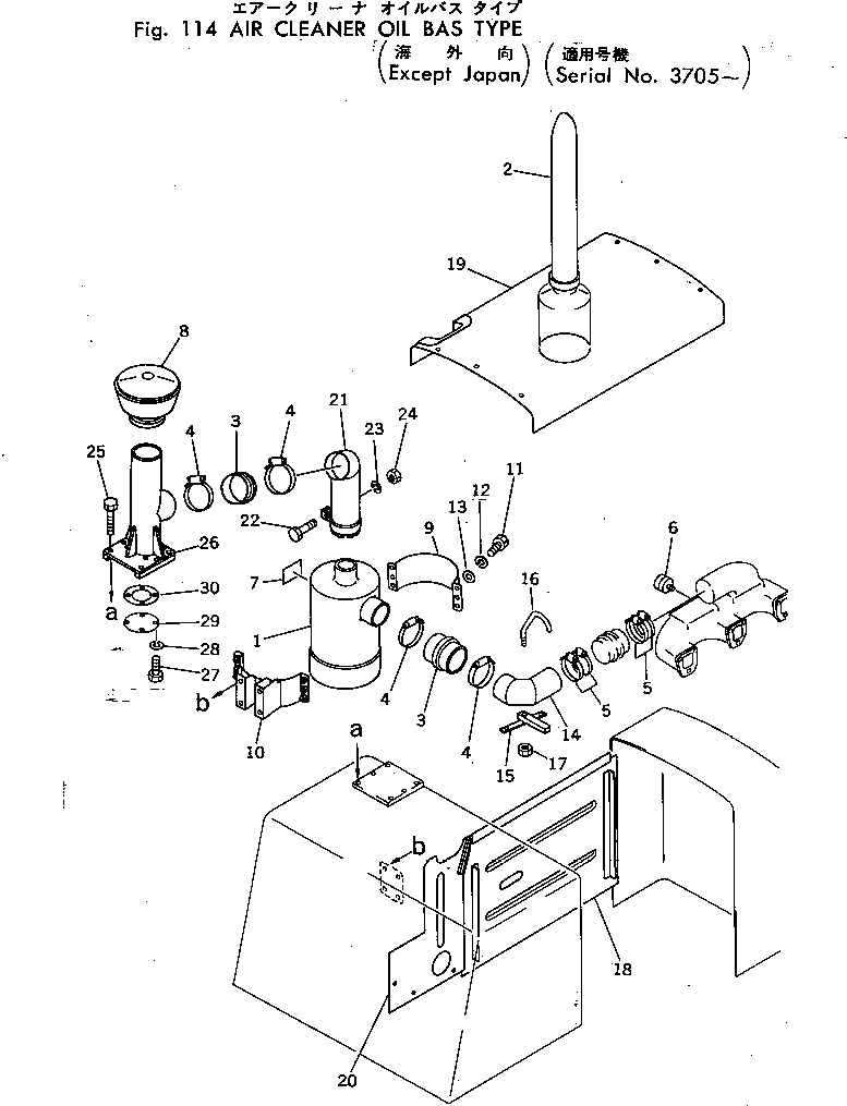 Схема запчастей Komatsu GD37-6H - ВОЗДУХООЧИСТИТЕЛЬ МАСЛ. BAS ТИП (OP) (КРОМЕ ЯПОН.)(№7-) КОМПОНЕНТЫ ДВИГАТЕЛЯ И ЭЛЕКТРИКА