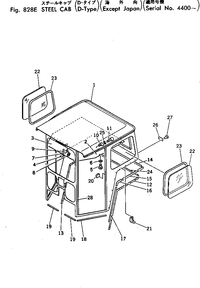 Схема запчастей Komatsu GD37-6H - СТАЛЬНАЯ КАБИНА (D-ТИП) (КРОМЕ ЯПОН.)(№-) ОПЦИОННЫЕ КОМПОНЕНТЫ
