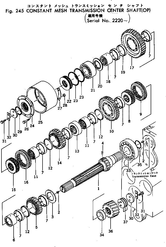 Схема запчастей Komatsu GD37-6H - CONSTANT MESH ТРАНСМИССИЯ ЦЕНТР. ВАЛ (OP)(№-) СИЛОВАЯ ПЕРЕДАЧА
