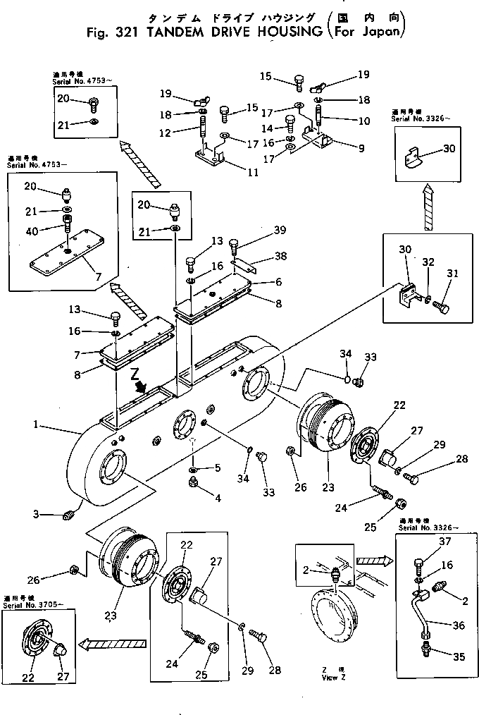 Схема запчастей Komatsu GD37-6H - СДВОЕНН. ПРИВОД КОЖУХ (ДЛЯ ЯПОН.) СДВОЕНН. ПРИВОД И КОЛЕСА