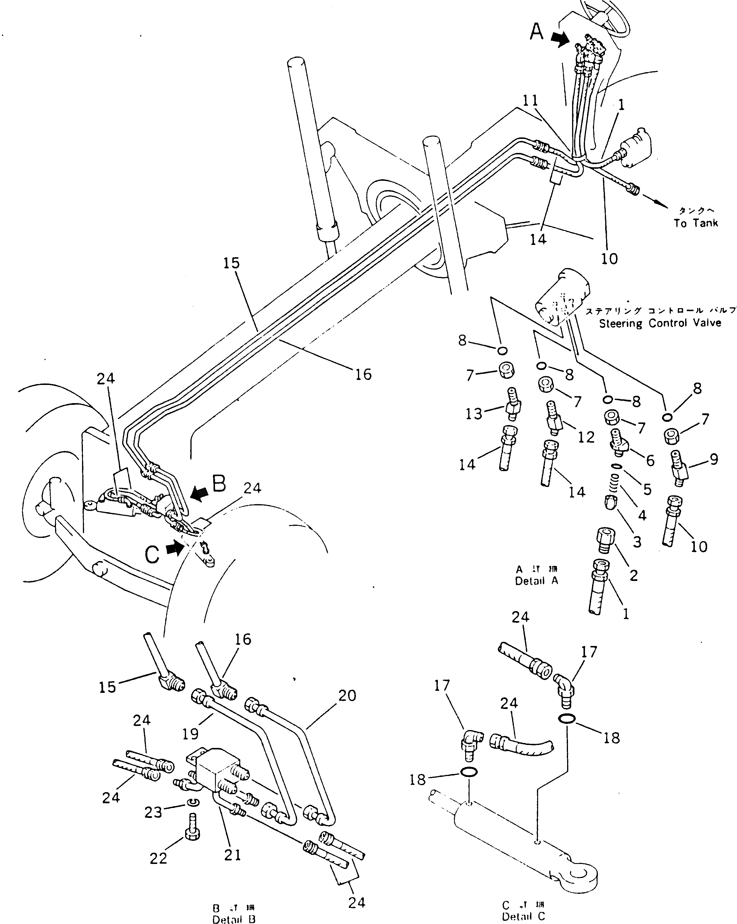 Схема запчастей Komatsu GD405A-1 - ГИДРАВЛИКА РУЛ. УПРАВЛЕНИЯ (/)(№-) СИСТЕМАУПРАВЛЕНИЯ ПОВОРОТОМ