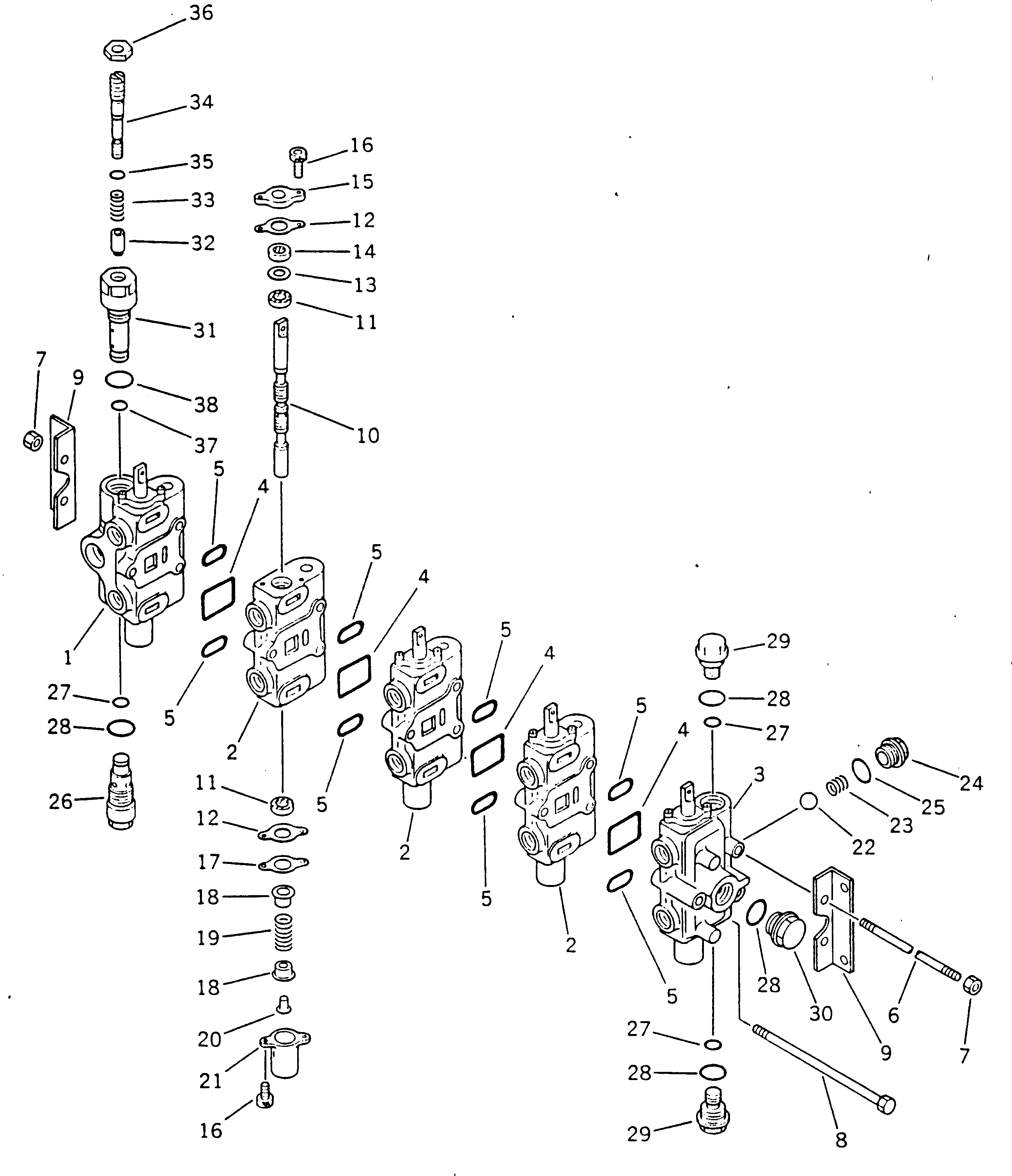 Схема запчастей Komatsu GD405A-1 - 5-СЕКЦИОНН. УПРАВЛЯЮЩ. КЛАПАН (/)(№-) ГИДРАВЛИКА
