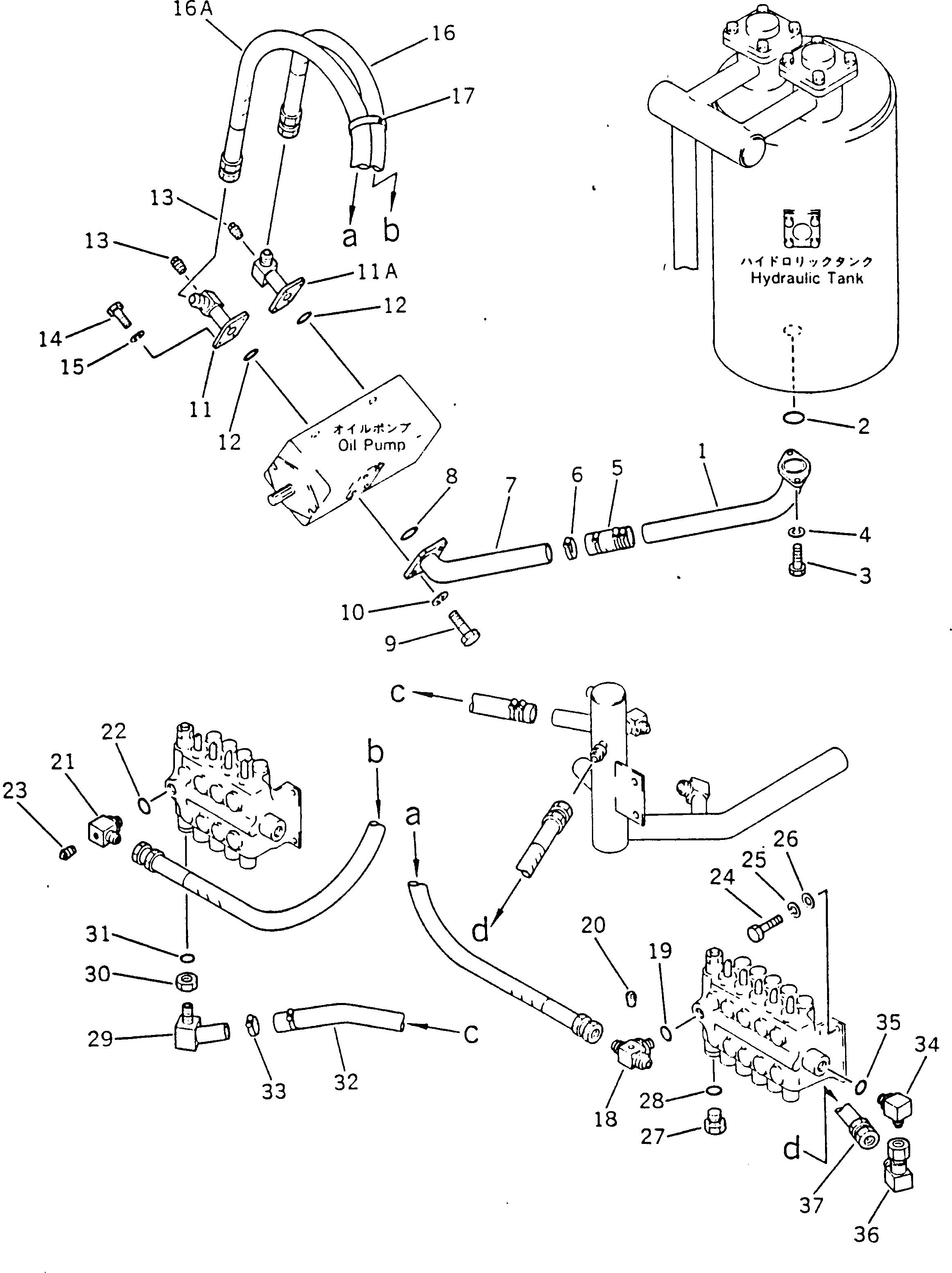 Схема запчастей Komatsu GD405A-1 - НИЗ. PRESSURE ТРУБЫ (/)(№-) ГИДРАВЛИКА