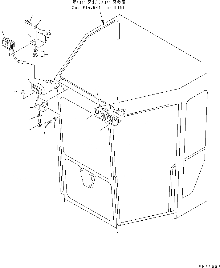 Схема запчастей Komatsu GD405A-2S - ПРОТИВОТУМАНН. ФАРЫ И ГОЛОВНОЕ ОСВЕЩЕНИЕ (ДЛЯ ПОВОРОТН. ОТВАЛ Д/СНЕГА)(№-) КОМПОНЕНТЫ ДВИГАТЕЛЯ И ЭЛЕКТРИКА