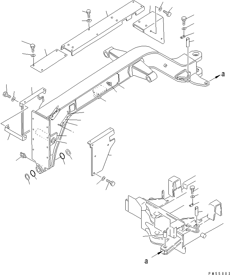 Схема запчастей Komatsu GD405A-2S - ПЕРЕДН. РАМА(№-) РАМА И ЧАСТИ КОРПУСА