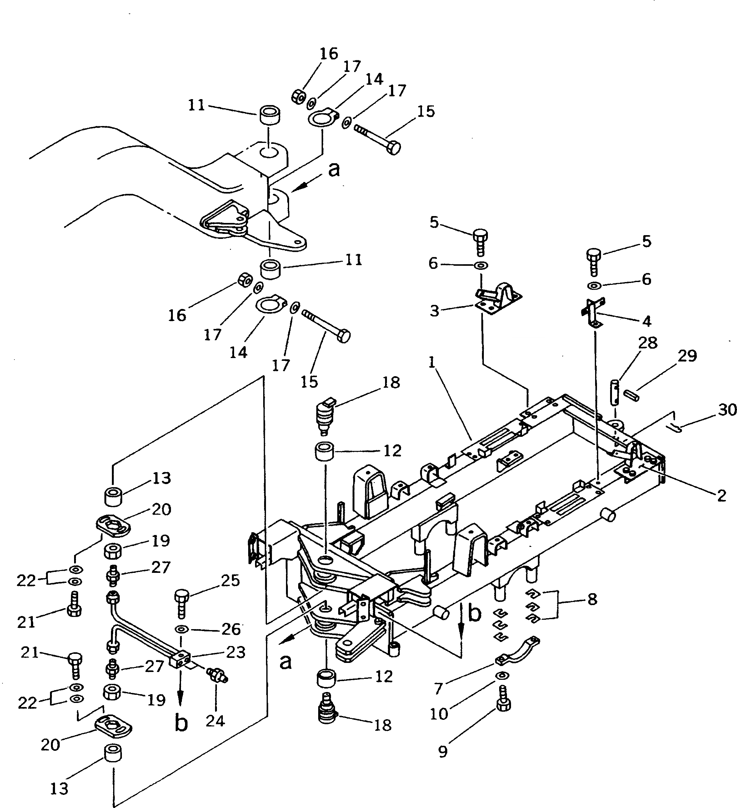 Схема запчастей Komatsu GD405A-2S - ЗАДН. РАМА(№-) РАМА И ЧАСТИ КОРПУСА