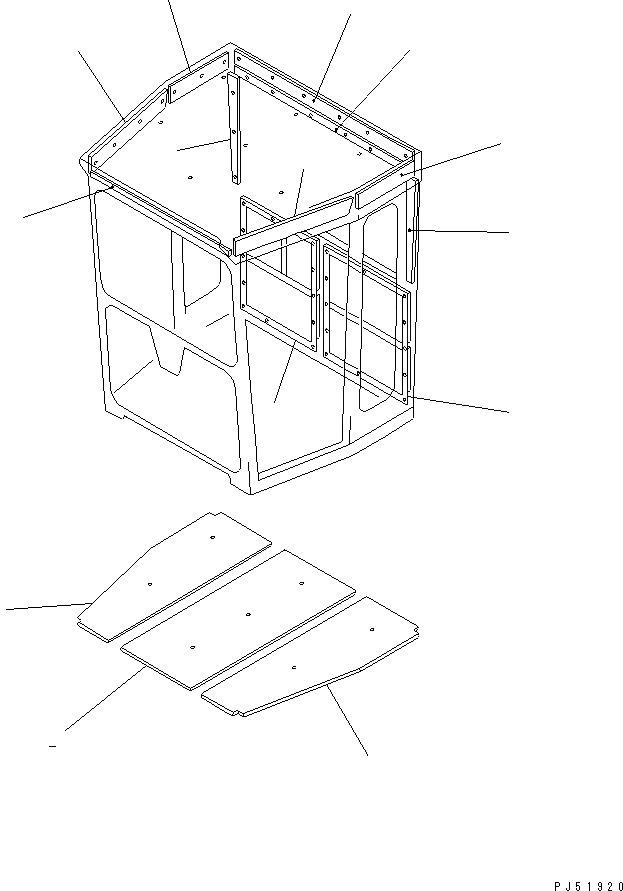 Схема запчастей Komatsu GD405A-2S - КАБИНА (/9) (ВНУТР. ПАНЕЛЬ)(№-) РАМА И ЧАСТИ КОРПУСА