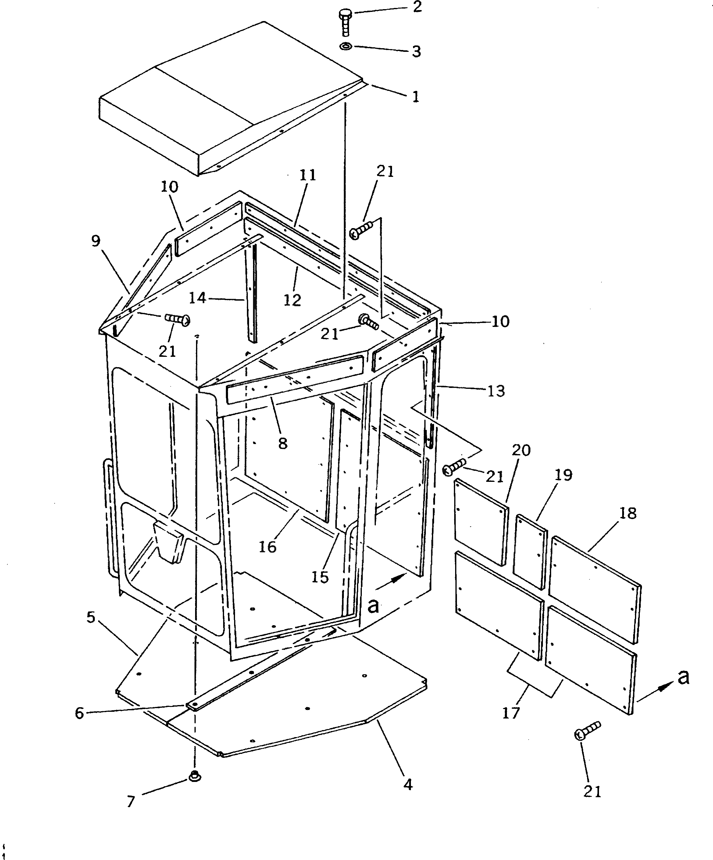 Схема запчастей Komatsu GD405A-2S - КАБИНА (/9) (ВНУТР. ПАНЕЛЬ)(№-) РАМА И ЧАСТИ КОРПУСА