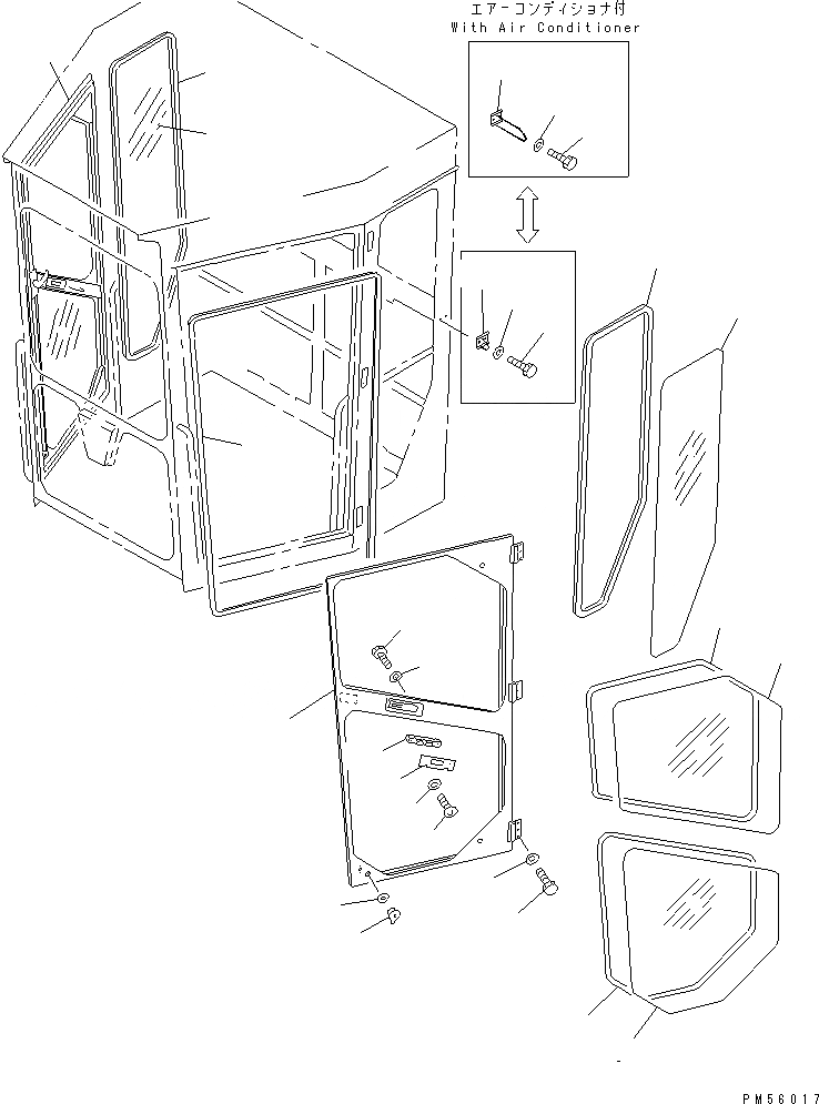 Схема запчастей Komatsu GD405A-2S - КАБИНА (/9) (ДВЕРЬ)(№-) РАМА И ЧАСТИ КОРПУСА
