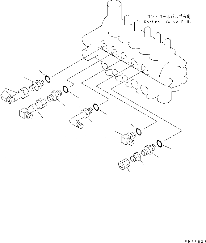 Схема запчастей Komatsu GD405A-2S - ГИДРОЛИНИЯ (CONTOROL КЛАПАН СОЕДИНИТЕЛЬН. ЧАСТИ¤ ПРАВ.)     (С СНЕГООЧИСТИТ. V-ТИПА)(№9-) ГИДРАВЛИКА
