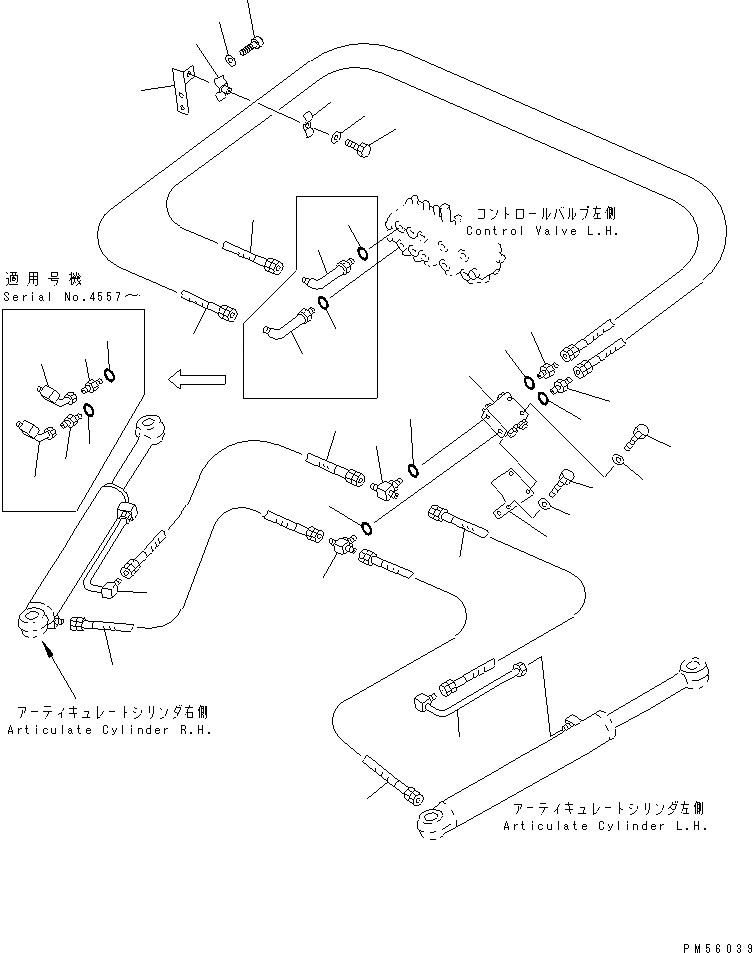 Схема запчастей Komatsu GD405A-2S - ГИДРОЛИНИЯ (ЦИЛИНДР СОЧЛЕНЕНИЯ ЛИНИЯ)(№-) ГИДРАВЛИКА