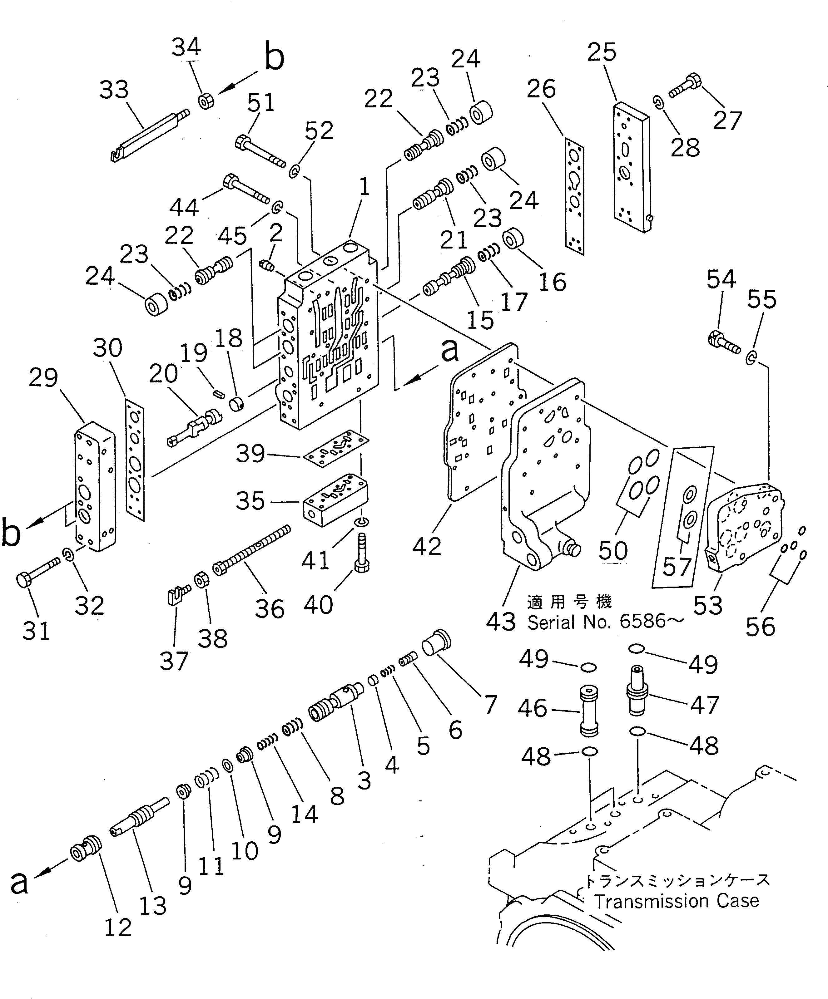 Схема запчастей Komatsu GD405A-2 - ТРАНСМИССИЯ (УПРАВЛЯЮЩ. КЛАПАН) (/)(№-()) СИЛОВАЯ ПЕРЕДАЧА