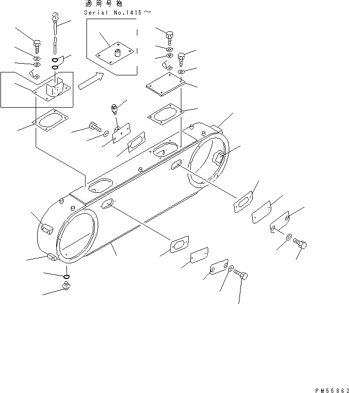 Схема запчастей Komatsu GD405A-2 - КОРПУС СДВОЕННОГО ПРИВОДА(№-) СИЛОВАЯ ПЕРЕДАЧА