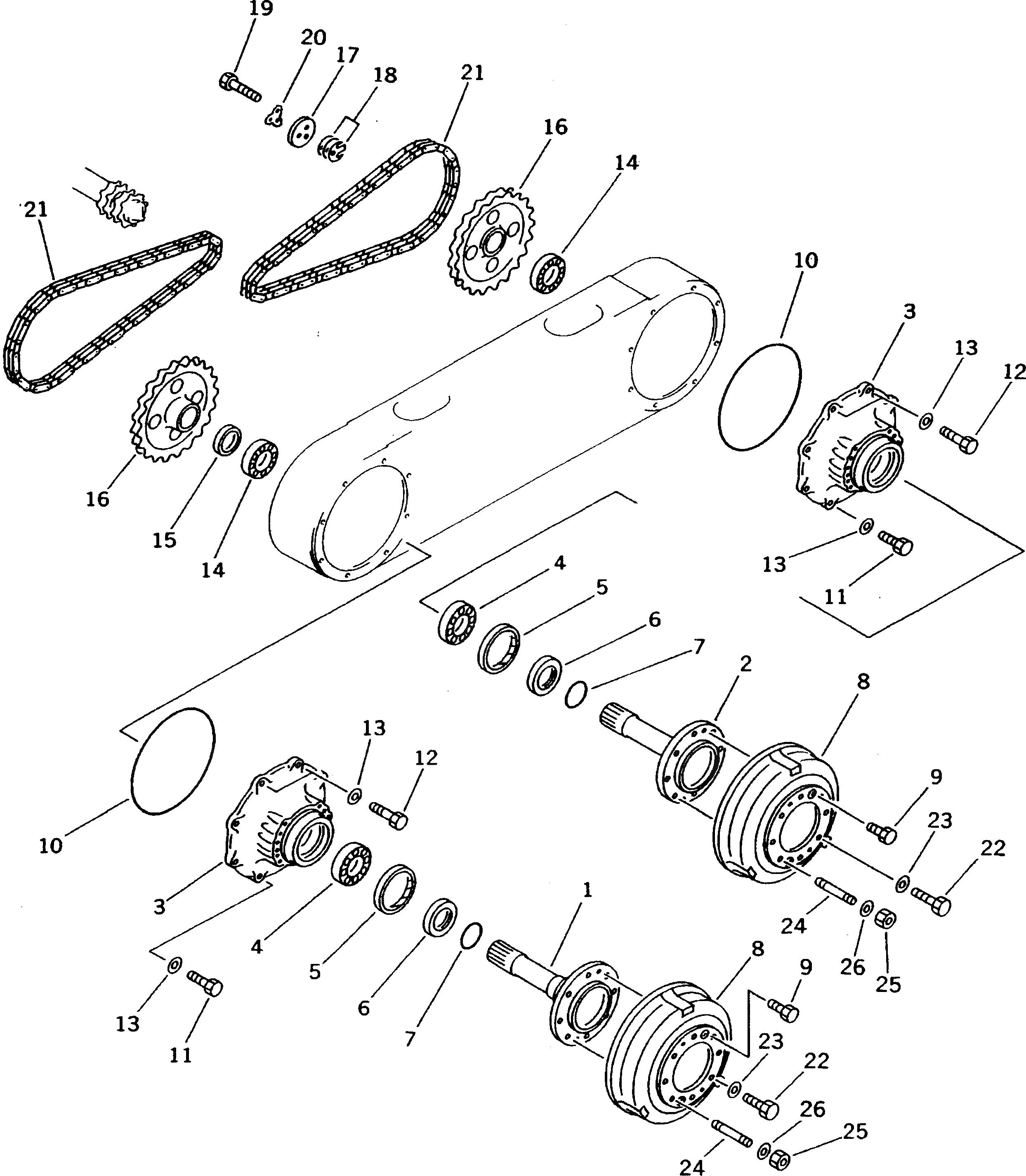 Схема запчастей Komatsu GD405A-2 - СДВОЕНН. ПРИВОД ПРИВОД И ЦЕПЬ(№-) СИЛОВАЯ ПЕРЕДАЧА