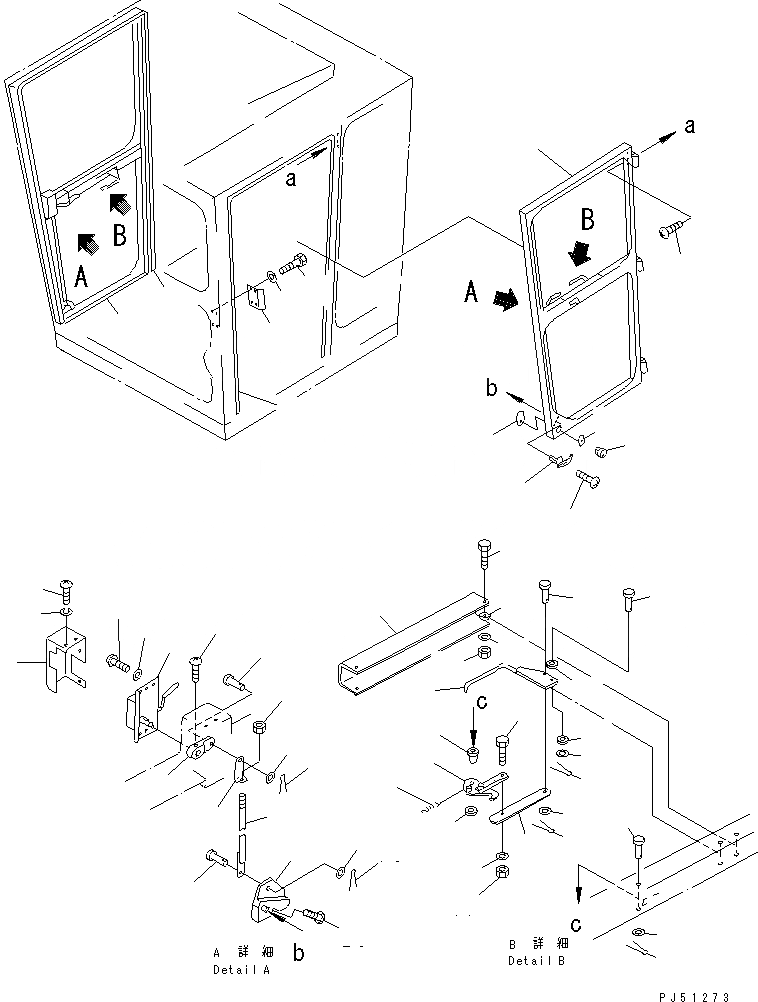Схема запчастей Komatsu GD405A-2 - КАБИНА (ПЕРЕДН. НИЖН. ДВОРНИКИ ТИП) (/) (ДВЕРЬ)(№-999) РАМА И ЧАСТИ КОРПУСА