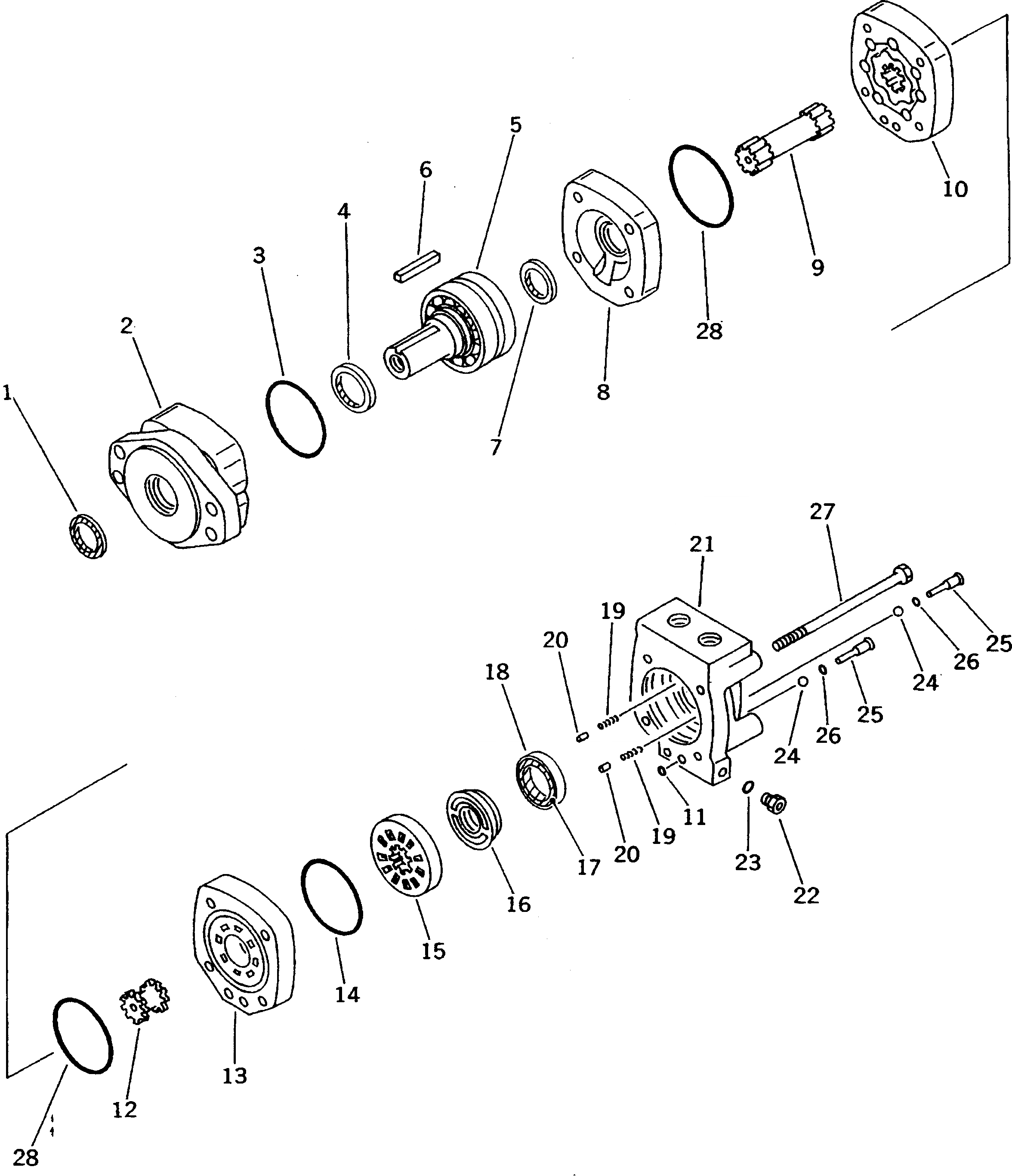 Схема запчастей Komatsu GD405A-2 - ГИДРАВЛ МОТОР (С ЗУБЧ. МУФТОЙ ЦИРКУЛ. РЕВЕРСА)(№-) ГИДРАВЛИКА