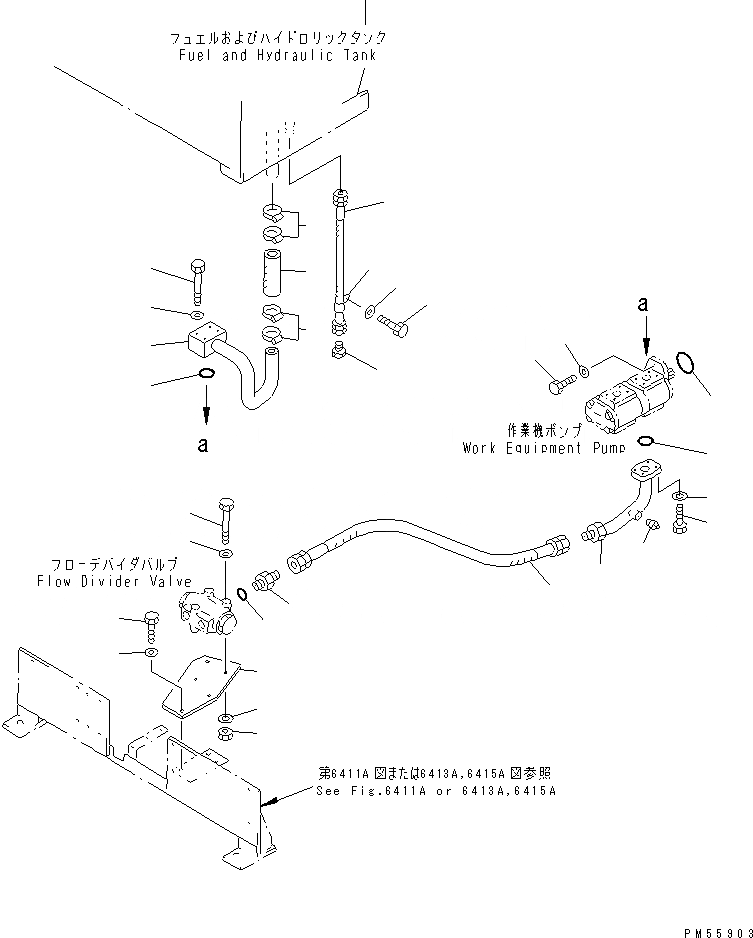 Схема запчастей Komatsu GD405A-2 - ГИДРОЛИНИЯ (ИЗ БАКА В НАСОС - КЛАПАН ДЕЛИТЕЛЯ ПОТОКА)(№-) ГИДРАВЛИКА