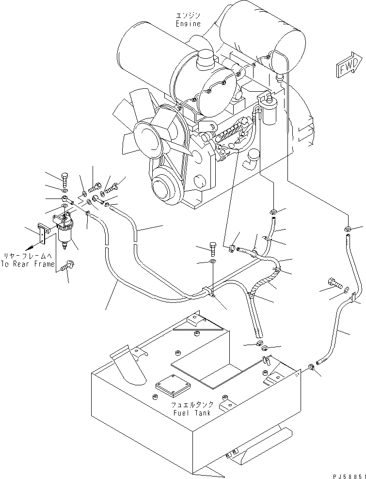 Схема запчастей Komatsu GD405A-3 - ТОПЛИВОПРОВОД. (С ВОДООТДЕЛИТЕЛЕМ)(№-999) КОМПОНЕНТЫ ДВИГАТЕЛЯ И ЭЛЕКТРИКА