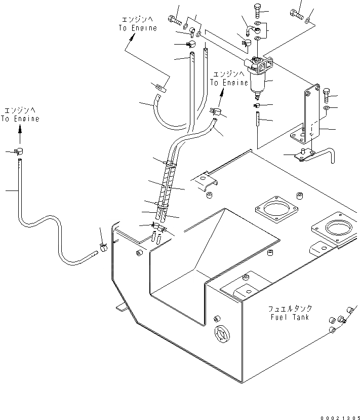 Схема запчастей Komatsu GD405A-3 - ТОПЛИВОПРОВОД. (С ВОДООТДЕЛИТЕЛЕМ)(№-) КОМПОНЕНТЫ ДВИГАТЕЛЯ И ЭЛЕКТРИКА