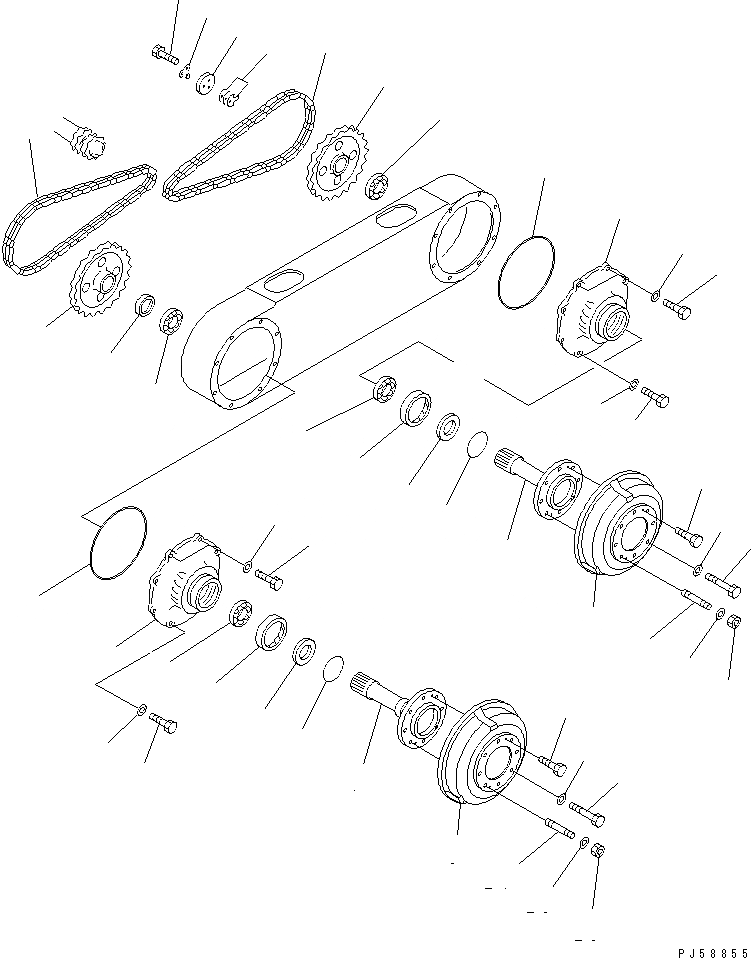 Схема запчастей Komatsu GD405A-3 - СДВОЕНН. ПРИВОД ПРИВОД И ЦЕПЬ СИЛОВАЯ ПЕРЕДАЧА