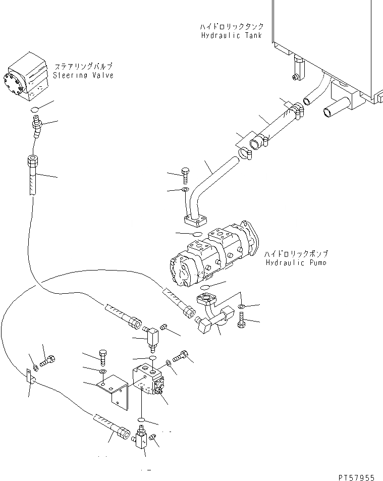 Схема запчастей Komatsu GD405A-3 - ГИДРАВЛИКА РУЛ. УПРАВЛЕНИЯ (ВСАСЫВ. ЛИНИЯ) СИЛОВАЯ ПЕРЕДАЧА