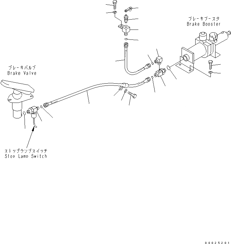 Схема запчастей Komatsu GD405A-3 - ТОРМОЗНАЯ ГИДРОЛИНИЯ (ЛИНИЯ УСИЛИТЕЛЯ ТОРМОЗОВ)(№-) СИСТЕМА УПРАВЛЕНИЯ