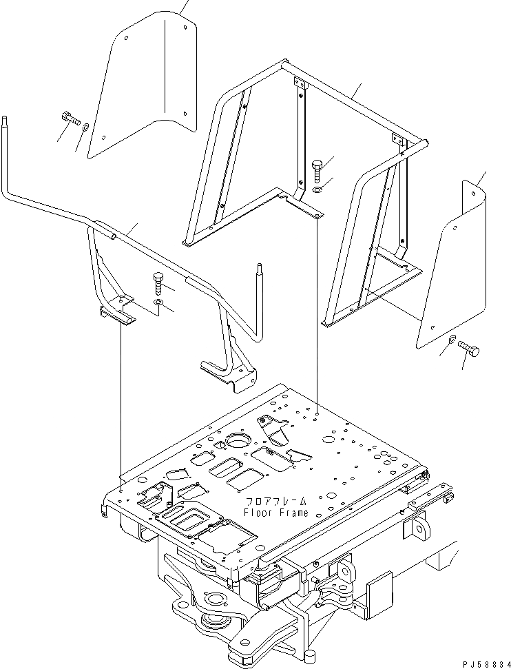 Схема запчастей Komatsu GD405A-3 - КАБИНА ОПЕРАТОРА (ЧАСТИ КОРПУСА)(№-.) РАМА И ЧАСТИ КОРПУСА