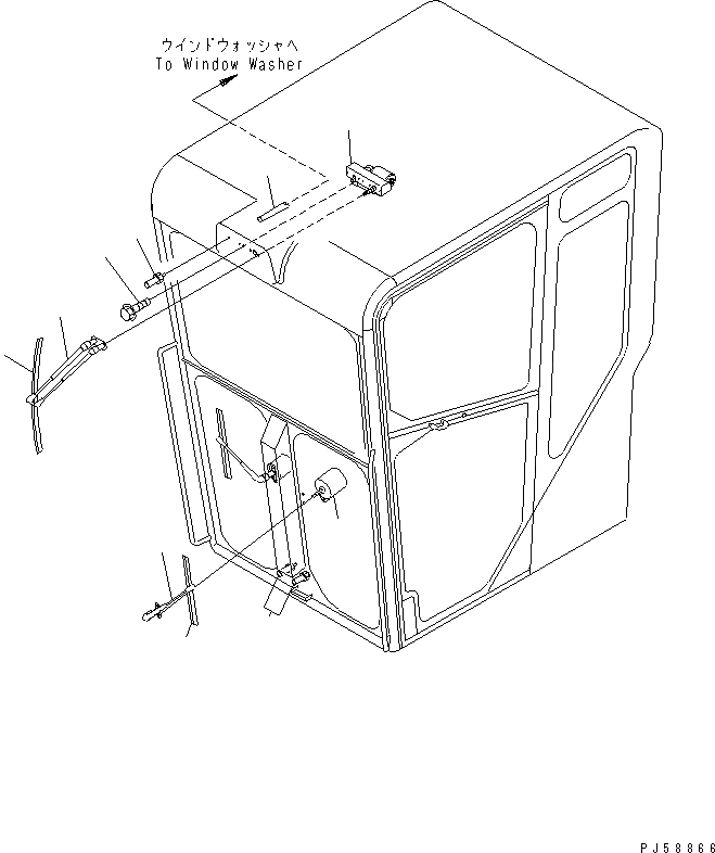 Схема запчастей Komatsu GD405A-3 - КАБИНА (ПЕРЕДН. ДВОРНИКИ) РАМА И ЧАСТИ КОРПУСА