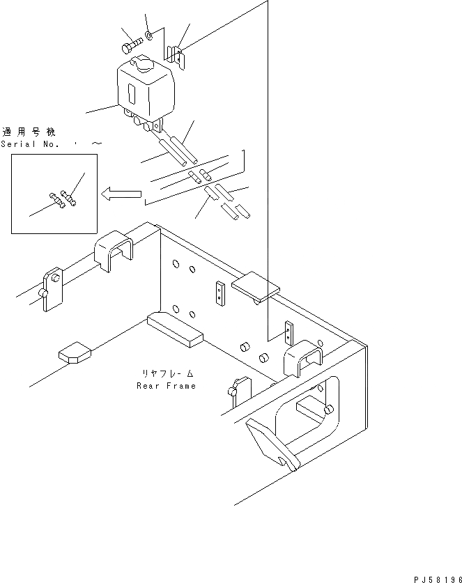 Схема запчастей Komatsu GD405A-3 - КАБИНА (ОМЫВАТЕЛЬ СТЕКЛА БАК И КОМПОНЕНТЫ) РАМА И ЧАСТИ КОРПУСА