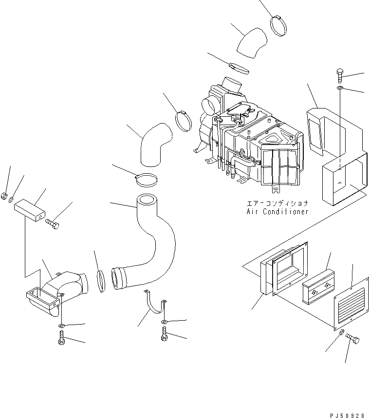 Схема запчастей Komatsu GD405A-3 - КОНДИЦ. ВОЗДУХА (ВОЗДУХОВОД) (ДЛЯ HEXAGON КАБИНА) РАМА И ЧАСТИ КОРПУСА