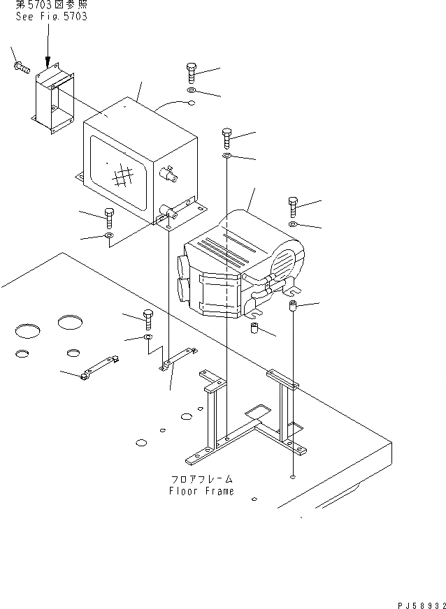Схема запчастей Komatsu GD405A-3 - ОБОГРЕВАТЕЛЬ. (ОТОПИТЕЛЬ И ЭЛЕМЕНТЫ КРЕПЛЕНИЯ) РАМА И ЧАСТИ КОРПУСА