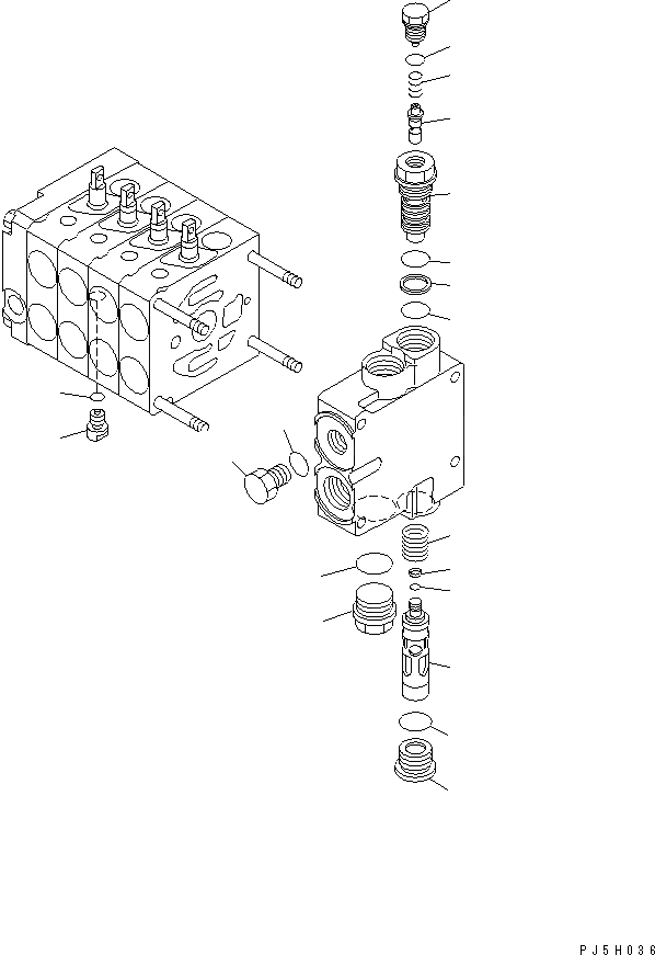 Схема запчастей Komatsu GD405A-3 - УПРАВЛЯЮЩ. КЛАПАН (4-Х СЕКЦИОНН.) (/) (ЛЕВ.)(№-..) ГИДРАВЛИКА
