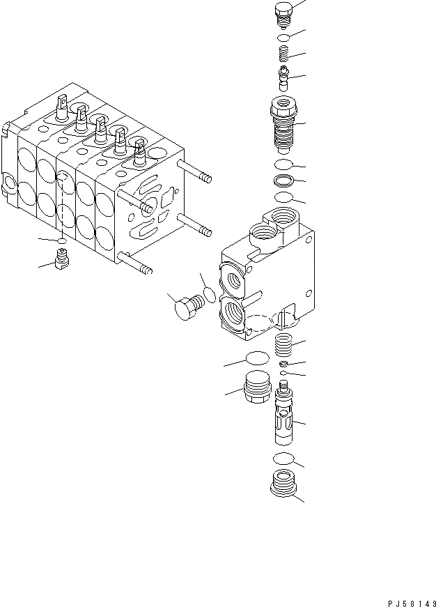 Схема запчастей Komatsu GD405A-3 - УПРАВЛЯЮЩ. КЛАПАН (5-СЕКЦИОНН.) (/) (ЛЕВ.) ГИДРАВЛИКА