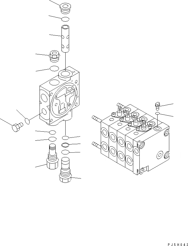Схема запчастей Komatsu GD405A-3 - УПРАВЛЯЮЩ. КЛАПАН (4-Х СЕКЦИОНН.) (/) (ПРАВ.) ГИДРАВЛИКА