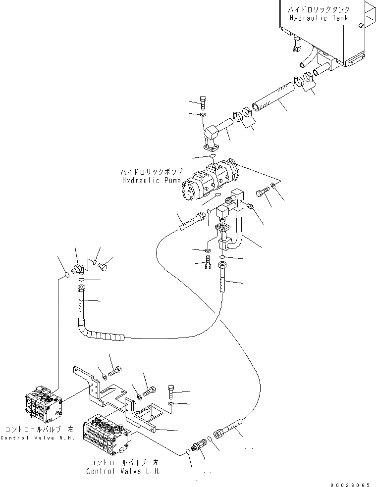 Схема запчастей Komatsu GD405A-3 - ГИДРОЛИНИЯ (БАК - УПРАВЛЯЮЩ. КЛАПАН)(№-) ГИДРАВЛИКА