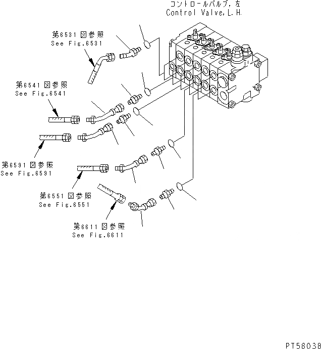 Схема запчастей Komatsu GD405A-3 - ГИДРОЛИНИЯ (УПРАВЛЯЮЩ. КЛАПАН СОЕДИНИТЕЛЬН. ЧАСТИ¤ ЛЕВ.)(№-999) ГИДРАВЛИКА