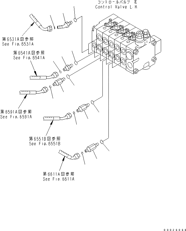 Схема запчастей Komatsu GD405A-3 - ГИДРОЛИНИЯ (УПРАВЛЯЮЩ. КЛАПАН СОЕДИНИТЕЛЬН. ЧАСТИ¤ ЛЕВ.)(№-) ГИДРАВЛИКА