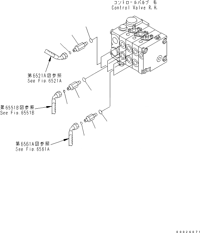 Схема запчастей Komatsu GD405A-3 - ГИДРОЛИНИЯ (УПРАВЛЯЮЩ. КЛАПАН СОЕДИНИТЕЛЬН. ЧАСТИ¤ ПРАВ.)(№-) ГИДРАВЛИКА