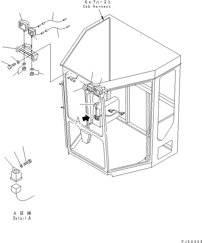 Схема запчастей Komatsu GD405A-3S - ПЕРЕДН. РАБОЧ. ОСВЕЩЕНИЕ И ПРОТИВОТУМАНН. ФАРЫ (КАБИНА ВЕРХН. КРЕПЛЕНИЕ ТИП) КОМПОНЕНТЫ ДВИГАТЕЛЯ И ЭЛЕКТРИКА