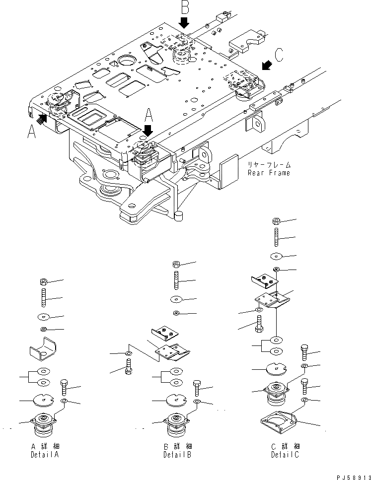 Схема запчастей Komatsu GD405A-3S - КАБИНА ОПЕРАТОРА (КРЕПЛЕНИЕ ОСН. КОНСТРУКЦИИING ЧАСТИ)       (VISCUSКРЕПЛЕНИЕ ТИП) РАМА И ЧАСТИ КОРПУСА