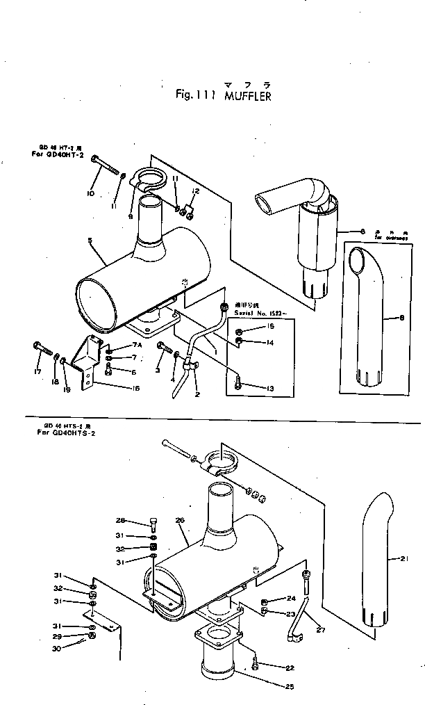 Схема запчастей Komatsu GD40HT-2 - ГЛУШИТЕЛЬ(№-) КОМПОНЕНТЫ ДВИГАТЕЛЯ И ЭЛЕКТРИКА