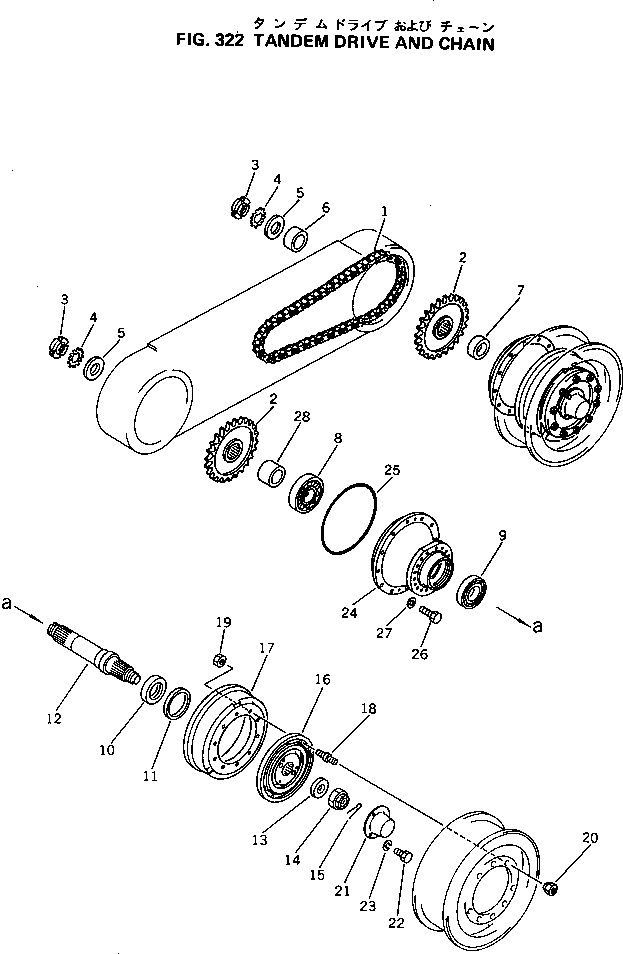Схема запчастей Komatsu GD500R-2A - СДВОЕНН. ПРИВОД И ЦЕПЬ СДВОЕНН. ПРИВОД И КОЛЕСА