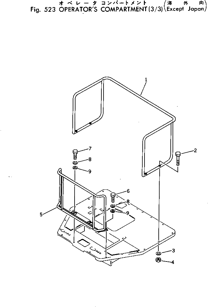 Схема запчастей Komatsu GD505A-2 - OPERATORS ЧАСТИ КОРПУСА И ПОРУЧНИ (КРОМЕ ЯПОН.) РАМА И ЧАСТИ КОРПУСА
