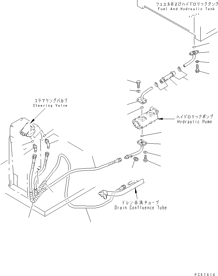 Схема запчастей Komatsu GD505A-3A - ГИДРАВЛИКА РУЛ. УПРАВЛЕНИЯ (/) СИЛОВАЯ ПЕРЕДАЧА