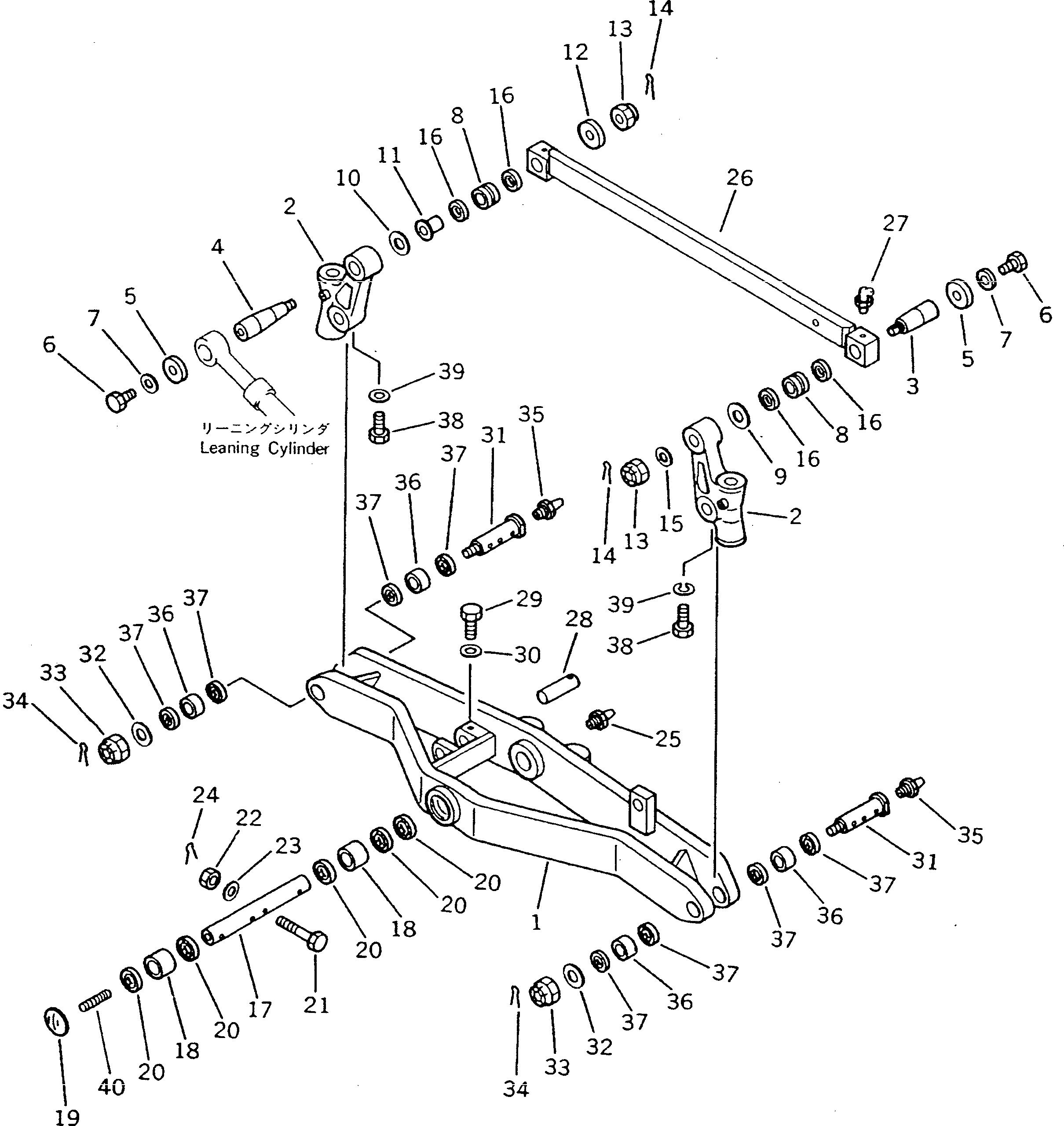 Схема запчастей Komatsu GD505A-3A - ПЕРЕДНИЙ МОСТ (/) СИЛОВАЯ ПЕРЕДАЧА