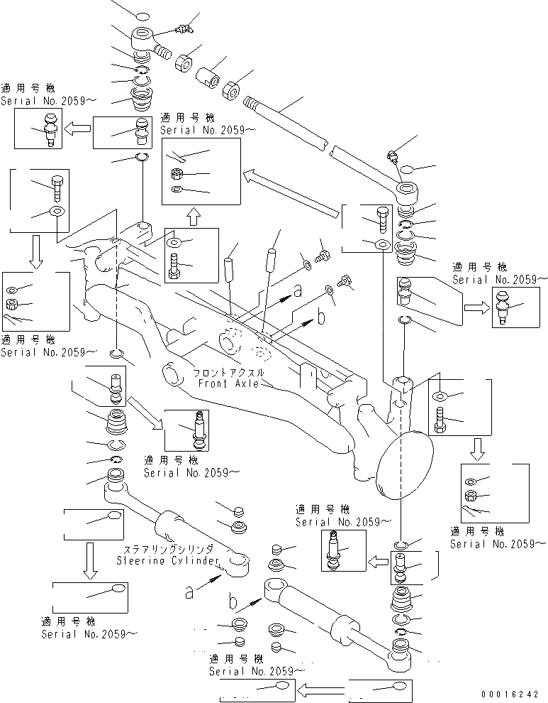 Схема запчастей Komatsu GD505A-3A - ПЕРЕДНИЙ МОСТ (/) СИЛОВАЯ ПЕРЕДАЧА