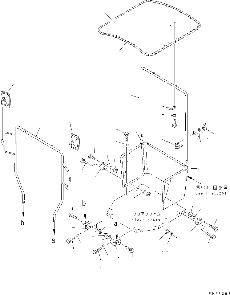 Схема запчастей Komatsu GD505A-3A - CANVAS НАВЕС (FOLDING ТИП) РАМА И ЧАСТИ КОРПУСА