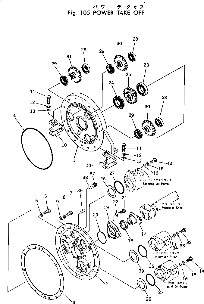 Схема запчастей Komatsu GD505A-2 - МЕХ-М ОТБОРА МОЩНОСТИ КОМПОНЕНТЫ ДВИГАТЕЛЯ И ЭЛЕКТРИКА